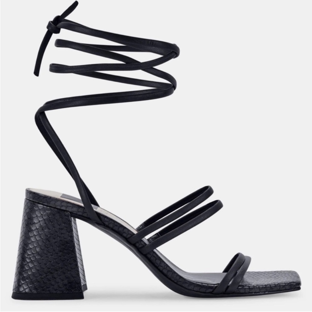 Dolce Vita Black Paxx Lace Up Ankle Tie Sandals Sz 8.5